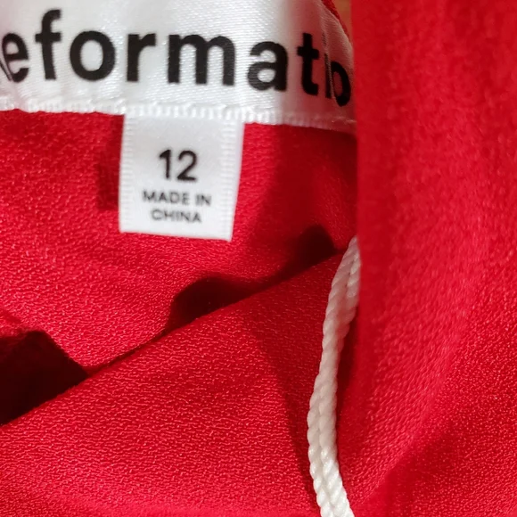 NWT Reformation Celestia dress cherry slim body fitting bodice midi 12 Red - Picture 6 of 7